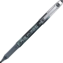 Pilot® Gel Ink Rollerball Pens, P-700, Fine Point, 0.7 mm, Black Barrel, Black Ink, Pack Of 12 Pens