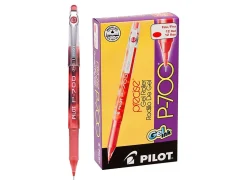 Pilot® Gel Ink Rollerball Pens, P-700, Fine Point, 0.7 mm, Red Barrel, Red Ink, Pack Of 12 Pens