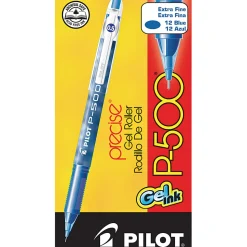 Pilot® Gel Ink Rollerball Pens, P-500, Extra-Fine Point, 0.5 mm, Blue Barrel, Blue Ink, Pack Of 12 Pens