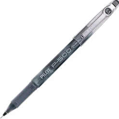 Pilot® Gel Ink Rollerball Pens, P-500, Extra-Fine Point, 0.5 mm, Black Barrel, Black Ink, Pack Of 12 Pens
