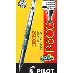 Pilot® Gel Ink Rollerball Pens, P-500, Extra-Fine Point, 0.5 mm, Black Barrel, Black Ink, Pack Of 12 Pens