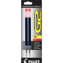 Pilot® G2 Gel Ink Refills, Fine Point, 0.7 mm, Red Ink, Pack Of 2