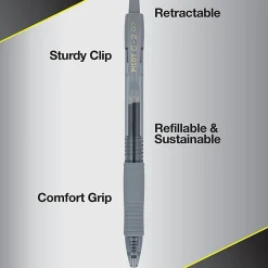 Pilot G2 Gel Pens, Fine Point, 0.7mm, Translucent Barrels, Assorted Inks, Pack Of 10 Pens