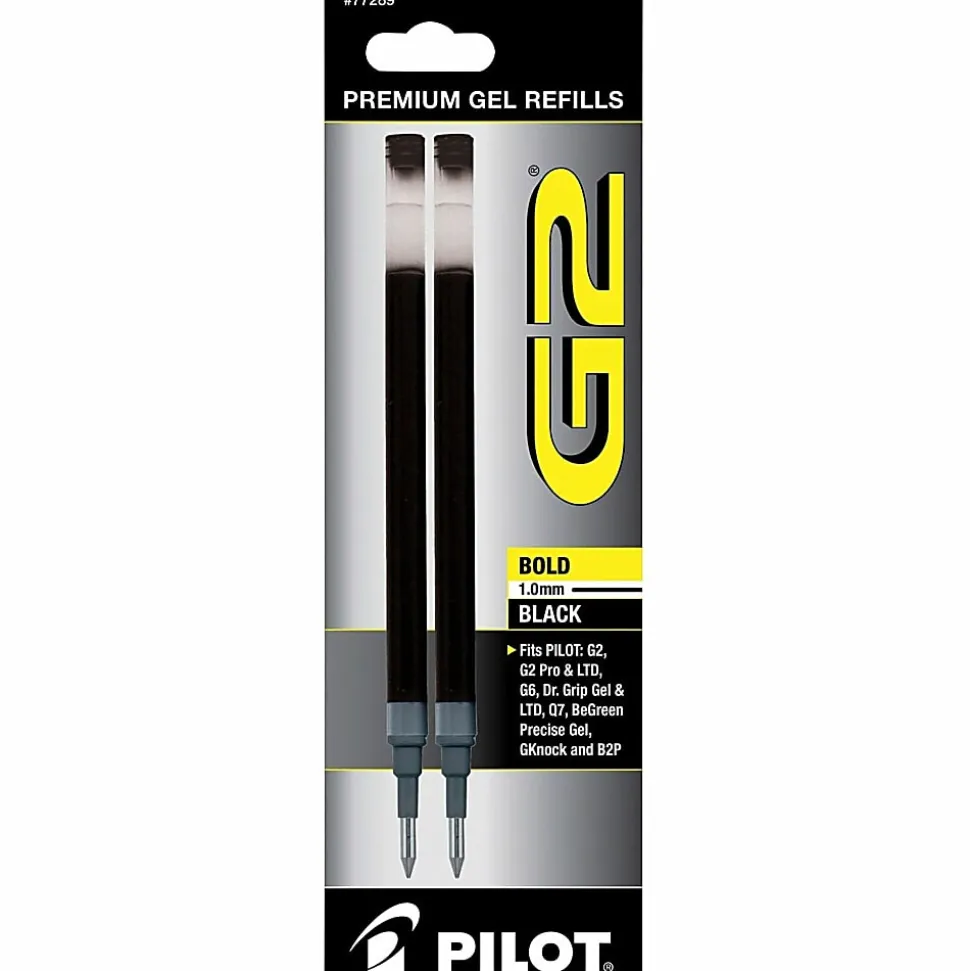 Pilot G2 Gel Refill, Bold Point, 1.0mm, Black Ink, Pack of 2 Refills