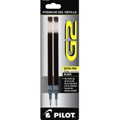 Pilot G2 Gel Refill, Extra Fine Point, 0.5mm, Black Ink, Pack of 2 Refills