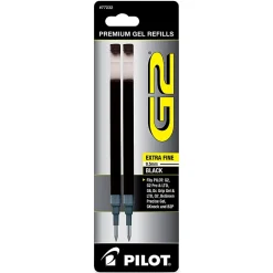 Pilot G2 Gel Refill, Extra Fine Point, 0.5mm, Black Ink, Pack of 2 Refills