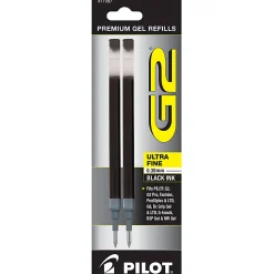 Pilot® G2 Gel Refills, Ultra Fine Point, 0.38 mm, Black Ink, Pack Of 2 Refills