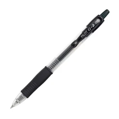 Pilot G2 Gel Roller Pens, Extra-Fine Point, 0.5 mm, Clear Barrel, Black Ink, Pack Of 12