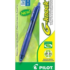 Pilot® G-Knock BeGreen Gel Rollerball Pen, Fine Point, 0.7 mm, Blue Barrel, Blue Ink, Pack Of 12