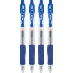 Pilot G2 Premium Gel Roller Pens, Ultra-Fine Point, 0.38 mm, Clear Barrels, Blue Ink, Pack Of 4 Pens