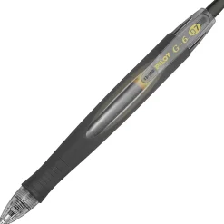 Pilot® G-6 Retractable Gel Ink Rollerball Pens, Fine Point, 0.7 mm, Black Barrel, Black Ink, Pack Of 12 Pens