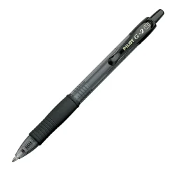 Pilot G2 Retractable Gel Pens, Bold Point, 1.0 mm, Clear Barrels, Black Ink, Pack Of 12 Pens