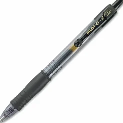 Pilot G2 Retractable Gel Pens, Bold Point, 1.0 mm, Clear Barrels, Black Ink, Pack Of 12 Pens