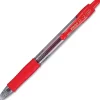 Pilot G2 Retractable Gel Pens, Bold Point, 1.0 mm, Clear Barrels, Red Ink, Pack Of 12