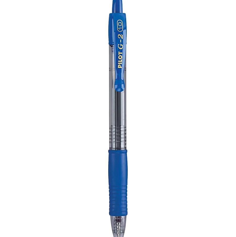 Pilot G2 Retractable Gel Pens, Bold Point, 1.0 mm, Blue Barrel, Blue Ink, Pack Of 12 Pens