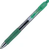 Pilot G2 Retractable Gel Pens, Fine Point, 0.7 mm, Clear Barrels, Green Ink, Pack Of 12 Pens