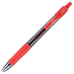 Pilot G2 Retractable Gel Pens, Fine Point, 0.7 mm, Red Barrel, Red Ink, Pack Of 12 Pens
