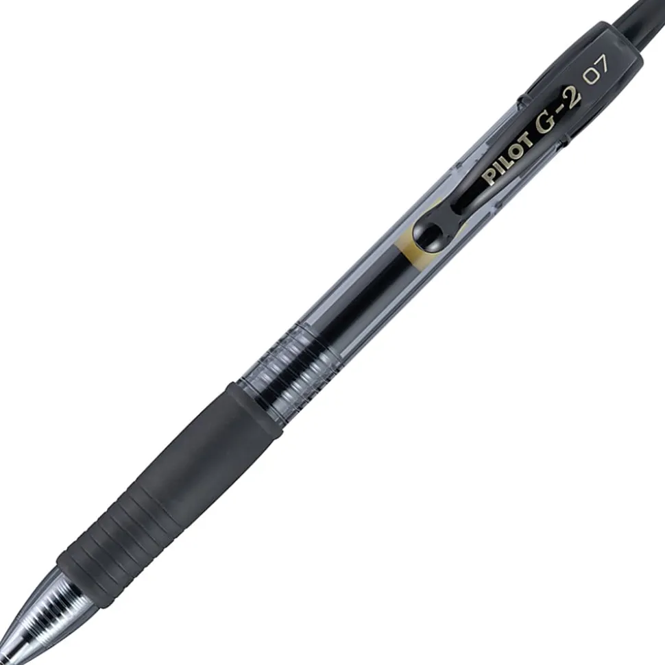 Pilot G2 Retractable Gel Pens, Fine Point, 0.7 mm, Black Barrel, Black Ink, Pack Of 36 Pens