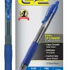 Pilot G2 Retractable Gel Pens, Fine Point, 0.7 mm, Clear Barrels, Blue Ink, Pack Of 12 Pens