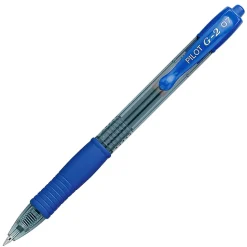 Pilot G2 Retractable Gel Pens, Fine Point, 0.7 mm, Clear Barrels, Blue Ink, Pack Of 12 Pens