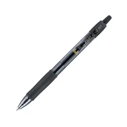 Pilot G2 Retractable Gel Pens, Fine Point, 0.7 mm, Clear Barrels, Black Ink, Pack Of 12 Pens, 31020