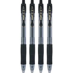 Pilot G2 Retractable Gel Pens, Fine Point, 0.7mm, Clear Barrels, Black Ink, Pack Of 4 Pens