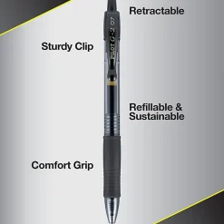 Pilot G2 Retractable Gel Pens, Fine Point, 0.7mm, Clear Barrels, Black Ink, Pack Of 4 Pens