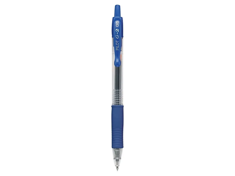 Pilot G2 Retractable Gel Pens, Fine Point, 0.7 mm, Clear Barrels, Blue Ink, Pack Of 4 Pens