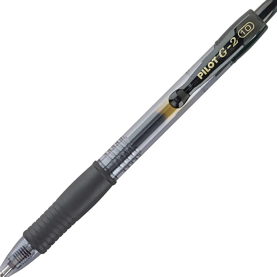 Pilot G2 Retractable Gel Pens, Pack Of 36, Bold Point, 1.0 mm, Clear Barrel, Black Ink