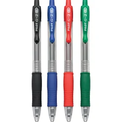 Pilot G2 Retractable Gel Pens, Ultra Fine Point, 0.38 mm, Black, Assorted Barrels, Assorted Ink Colors, Pack Of 4