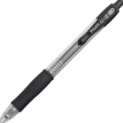 Pilot G2 Retractable Gel Pens, Ultra Fine Point, 0.38 mm, Clear Barrels, Black Ink, Pack Of 12