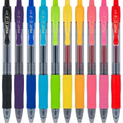 Pilot G2 Retractable Premium Gel Pens, Fine Point, 0.7mm, Assorted Inks, Pack of 10 Pens (Limited Edition)