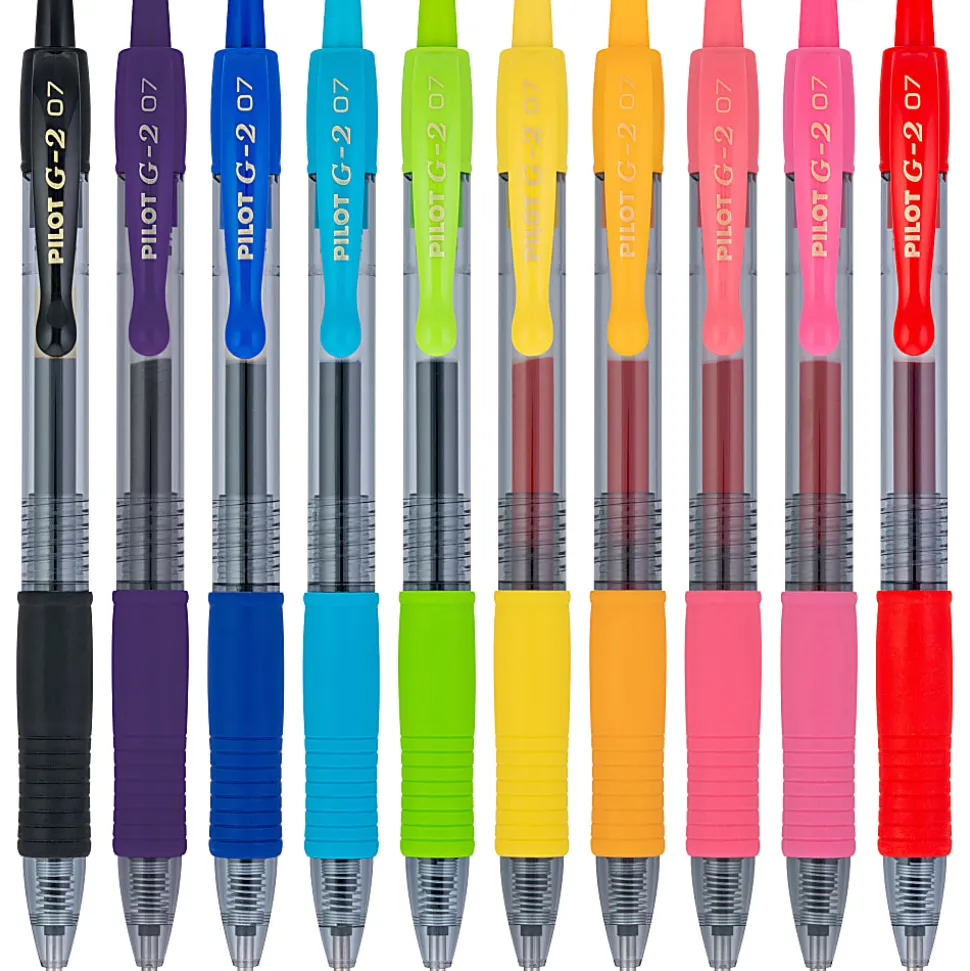 Pilot G2 Retractable Premium Gel Pens, Fine Point, 0.7mm, Assorted Inks, Pack of 10 Pens (Limited Edition)