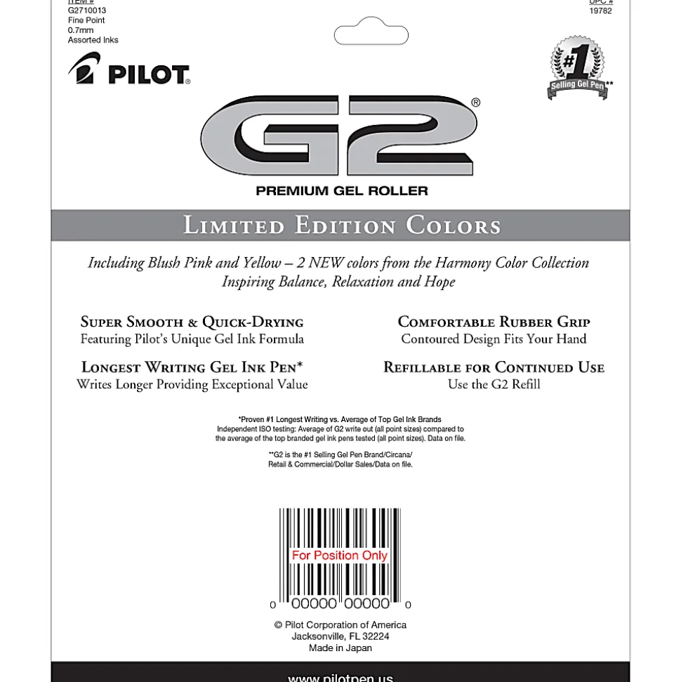 Pilot G2 Retractable Premium Gel Pens, Fine Point, 0.7mm, Assorted Inks, Pack of 10 Pens (Limited Edition)