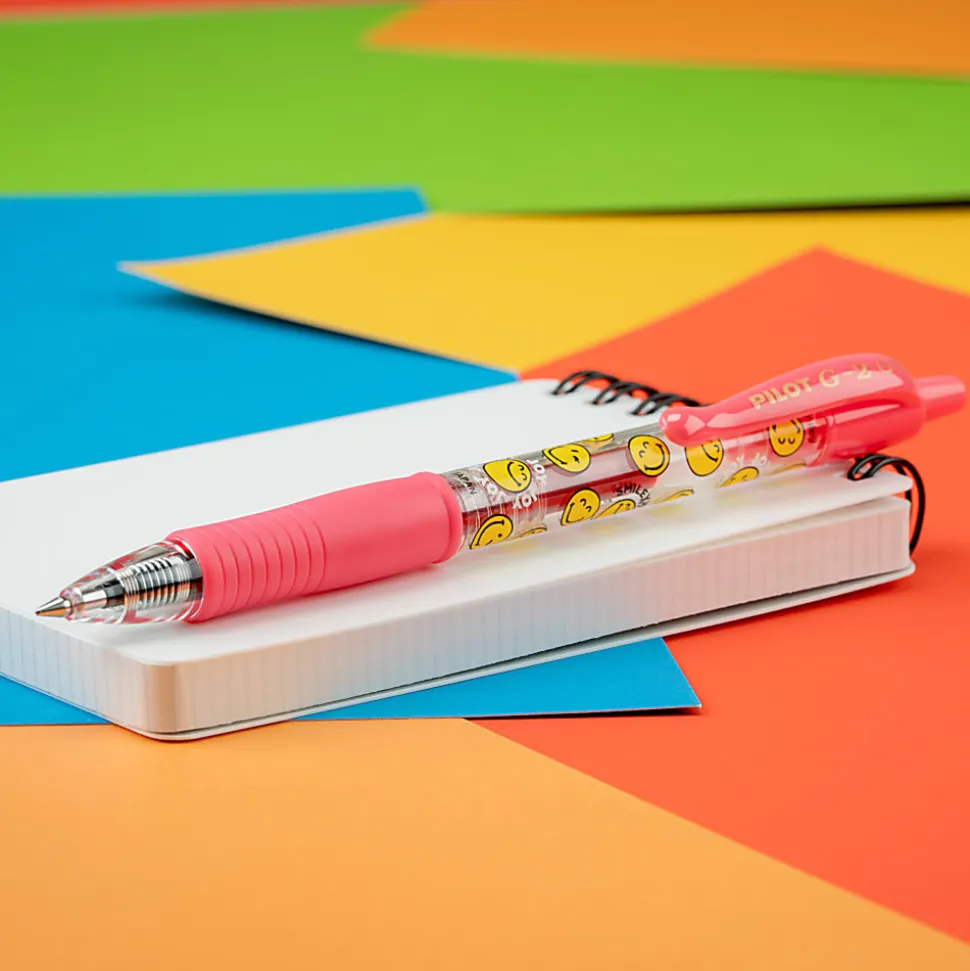 Pilot G2 | SmileyWorld Gel Pen, Fine Point, 0.7mm, Salmon Ink, Single Pen