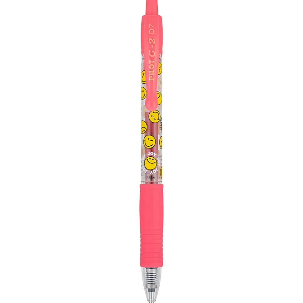 Pilot G2 | SmileyWorld Gel Pen, Fine Point, 0.7mm, Salmon Ink, Single Pen