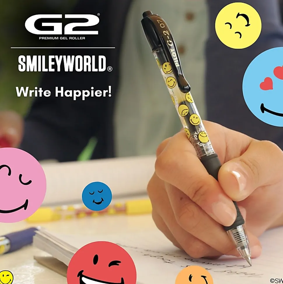 Pilot G2 | SmileyWorld Gel Pen, Fine Point, 0.7mm, Green Ink, Single Pen
