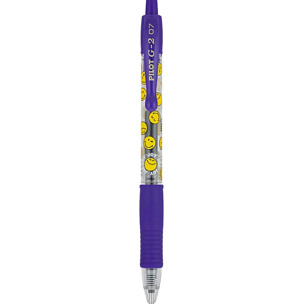 Pilot G2 | SmileyWorld Gel Pen, Fine Point, 0.7mm, Iris Blue Ink, Single Pen