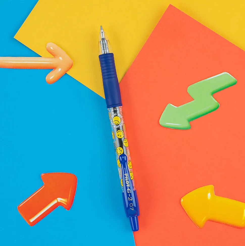 Pilot G2 | SmileyWorld Gel Pen, Fine Point, 0.7mm, Translucent Barrel, Blue Ink, Single Pen