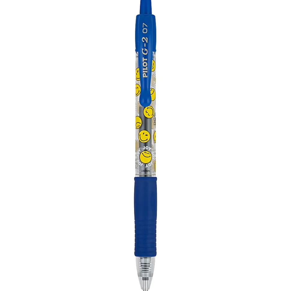 Pilot G2 | SmileyWorld Gel Pen, Fine Point, 0.7mm, Translucent Barrel, Blue Ink, Single Pen