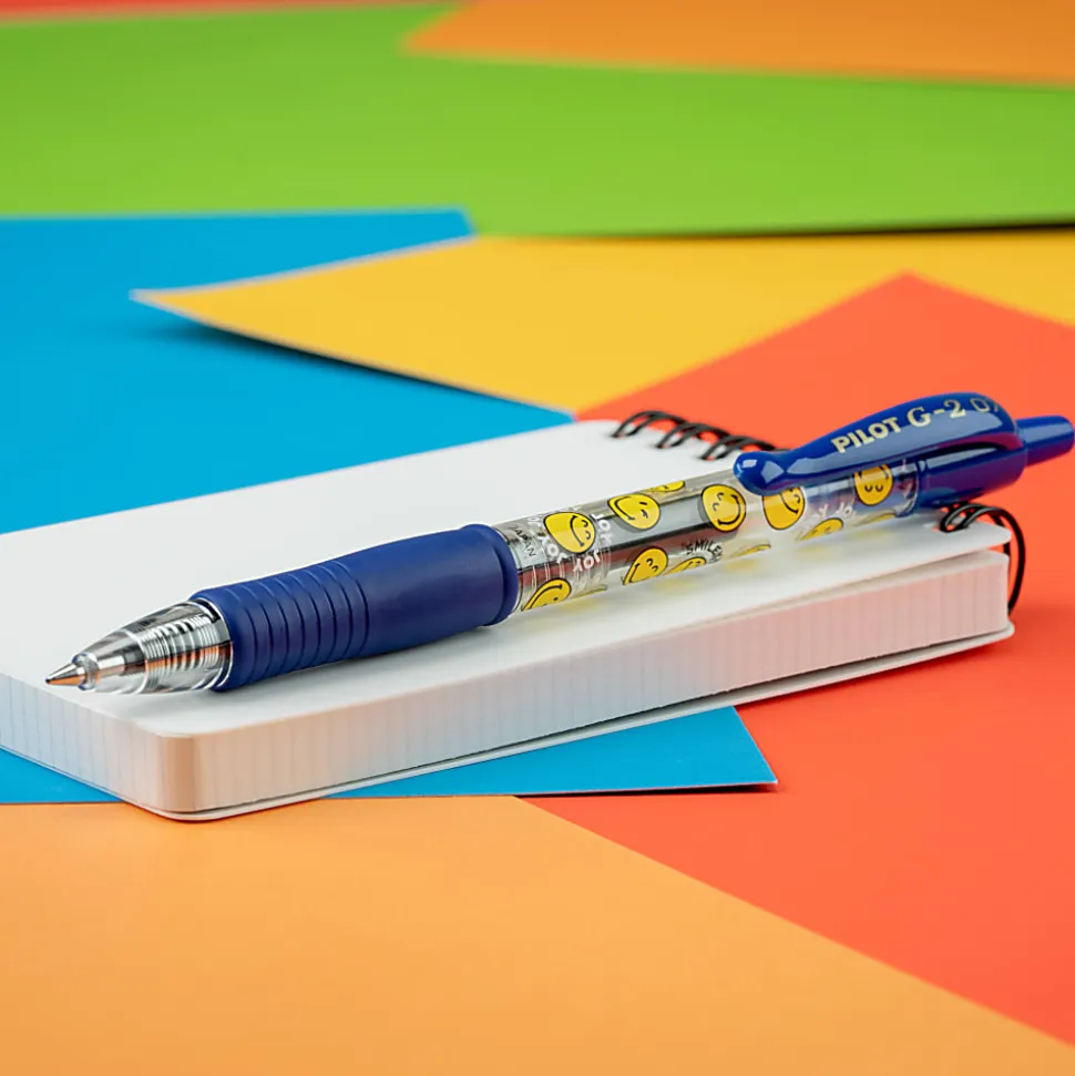 Pilot G2 | SmileyWorld Gel Pen, Fine Point, 0.7mm, Translucent Barrel, Blue Ink, Single Pen