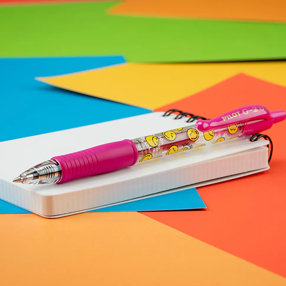 Pilot G2 | SmileyWorld Gel Pen, Fine Point, 0.7mm, Pink Ink, Single Pen