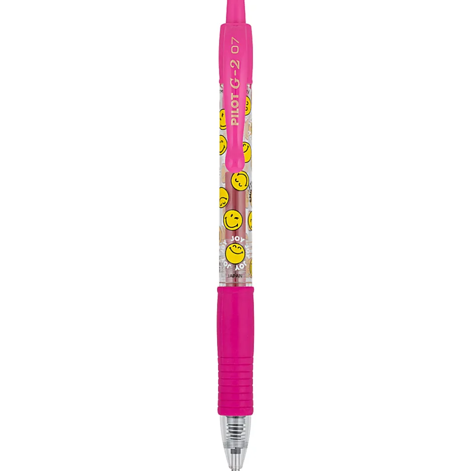Pilot G2 | SmileyWorld Gel Pen, Fine Point, 0.7mm, Pink Ink, Single Pen