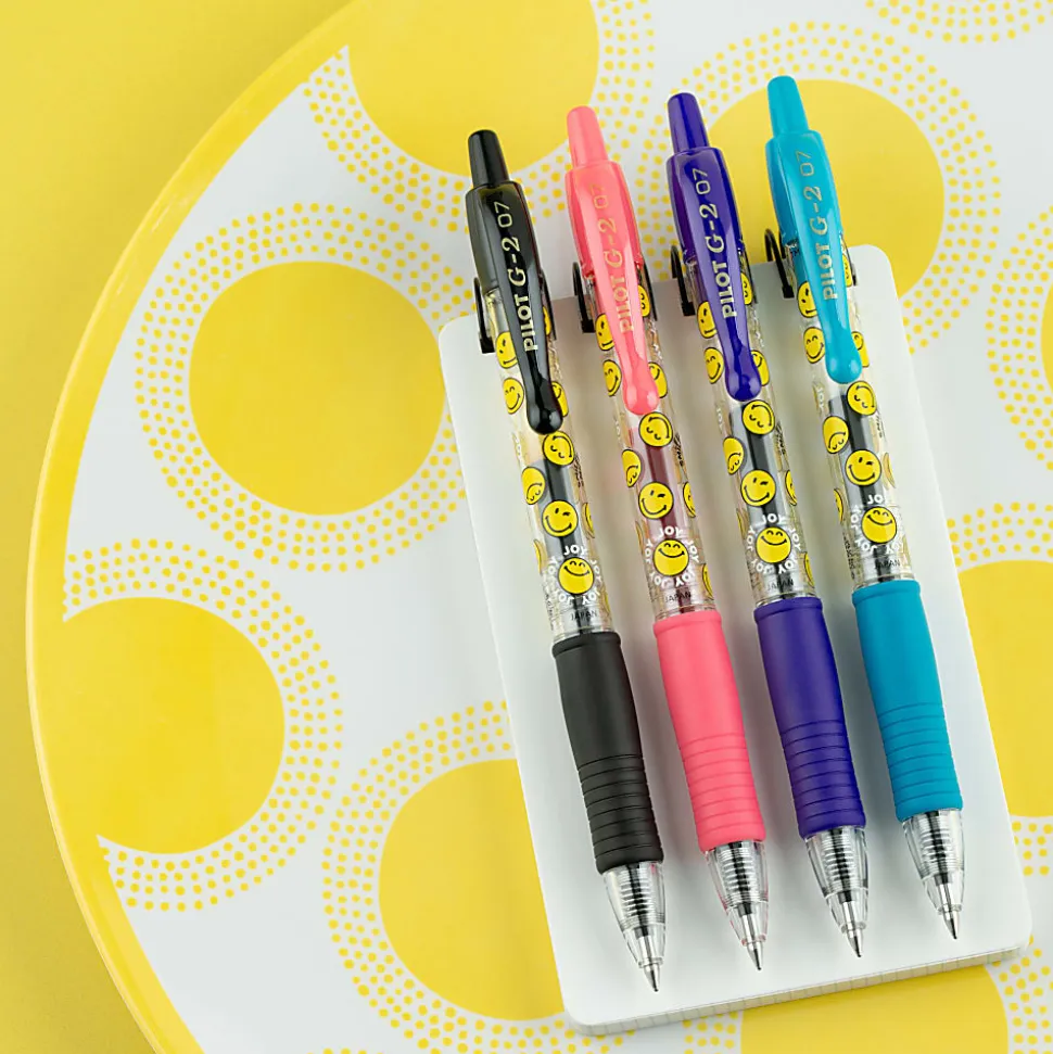 Pilot G2 | SmileyWorld Gel Pens, Fine Point, 0.7mm, Assorted Inks, Pack of 4 Pens