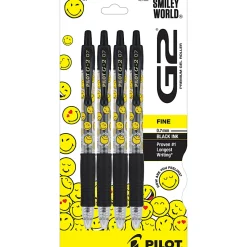 Pilot G2 | SmileyWorld Gel Pens, Fine Point, 0.7mm, Black Ink, Pack of 4