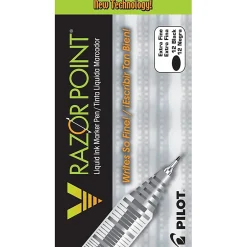 Pilot® Liquid Ink Razor Point Pens, Extra-Fine Point, 0.3 mm, Graphite Barrel, Black Ink, Pack Of 12 Pens