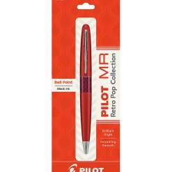 Pilot® MR Retro Pop Collection Premium Ballpoint Pen, Medium Point, 1.0 mm, Red Barrel, Black Ink