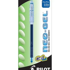 Pilot® Neo-Gel Rollerball Pens, Fine Point, 0.7 mm, Clear Barrel, Blue Ink, Pack Of 12