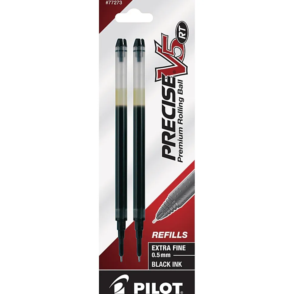 Pilot® Precise™ Liquid Ink Retractable Rollerball Refills, V5, 0.5 mm, Extra-Fine Point, Black, Pack Of 2