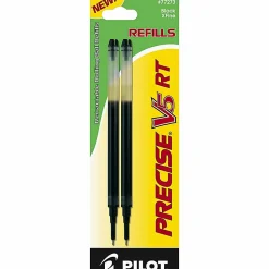 Pilot® Precise™ Liquid Ink Retractable Rollerball Refills, V5, 0.5 mm, Extra-Fine Point, Black, Pack Of 2